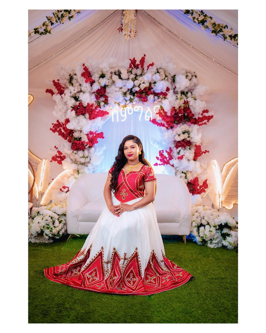 Luxurious Ethiopian Wedding Dress – Traditional Habesha Cloth Design