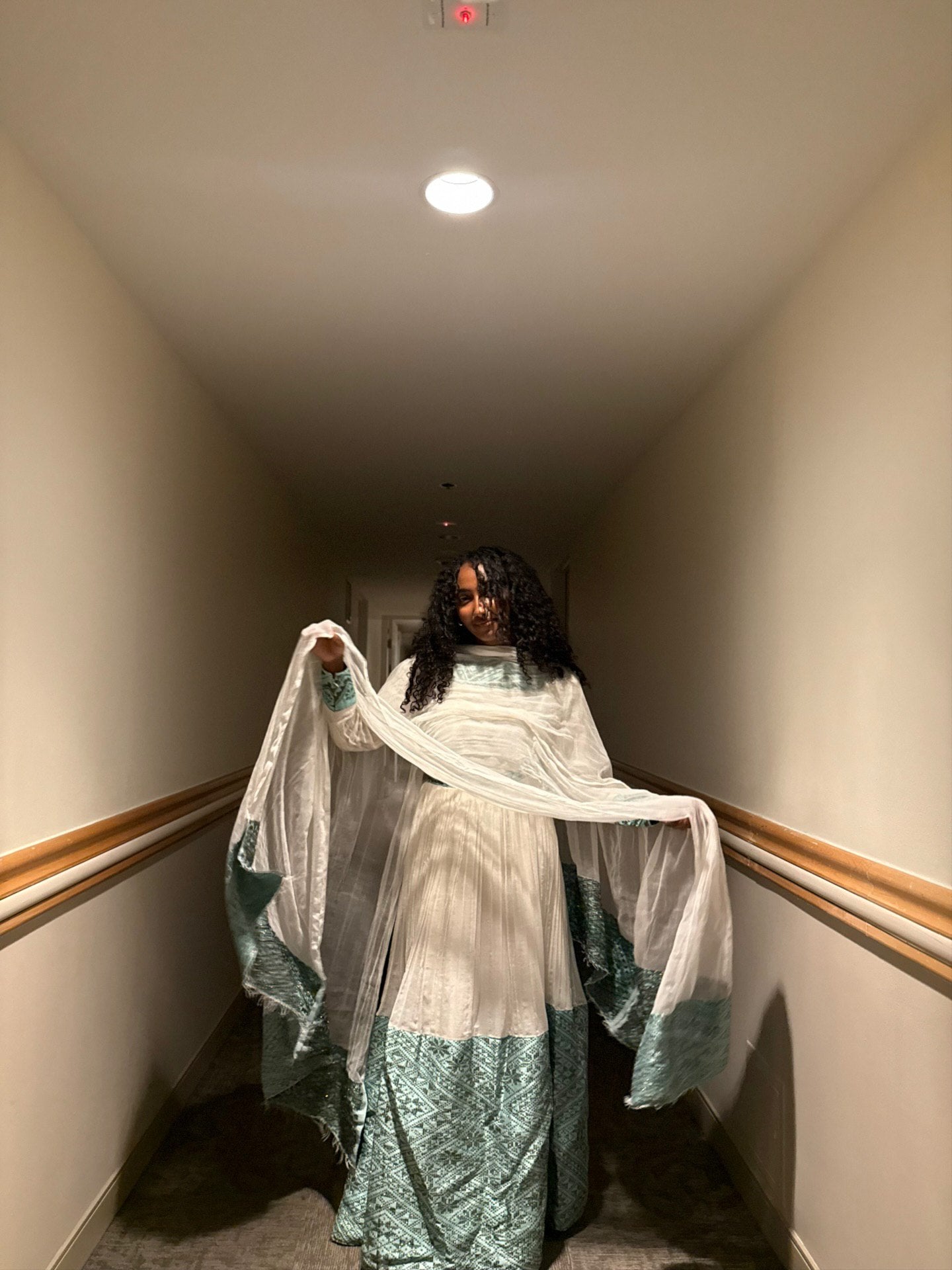 Stunning Habesha Kemis Habesha Dress in White and Mint Green Traditional Ethiopian Clothing 177