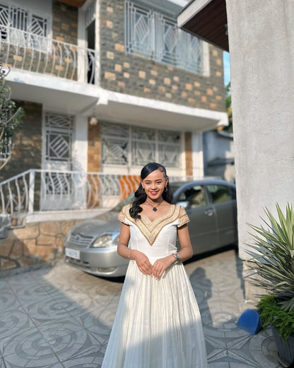 Short Sleeve Habesha Dress Traditional Ethiopian Clothing & Eritrean Dress Habesha Kemis For Special Occasion 201