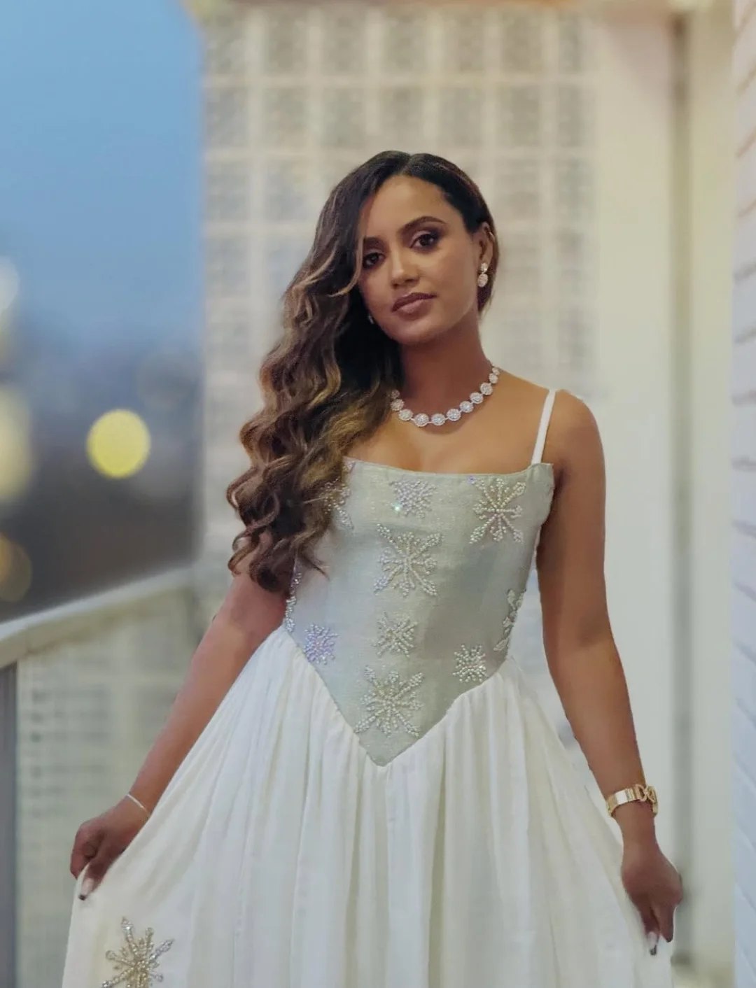 Elegant White Ethiopian Traditional Dress Sleeveless Habesha Dress Stunning Design Habesha Kemis 211