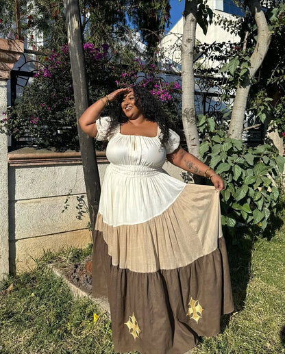 Earth-Tone Habesha Dress – Elegant Traditional Ethiopian Dress with Modern Style