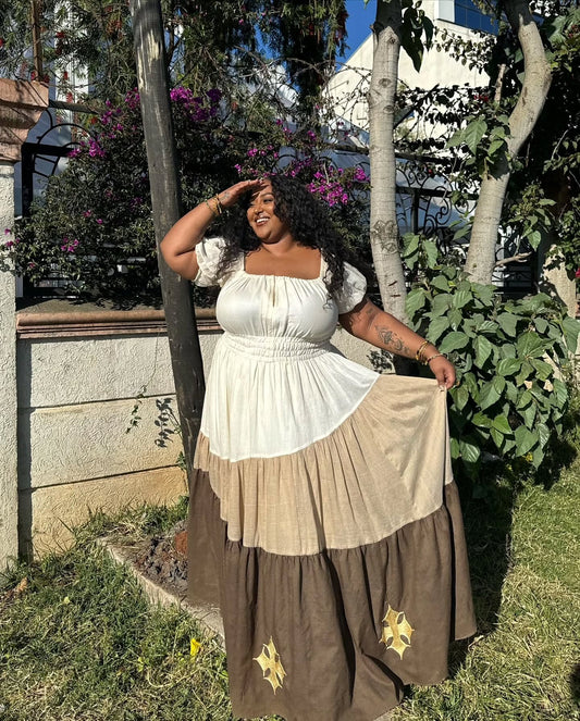 Earth-Tone Habesha Dress – Elegant Traditional Ethiopian Dress with Modern Style