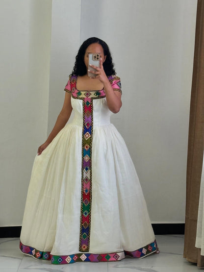 Elegant Ethiopian Dress Vibrant Habesha Kemis with Traditional Embroidery