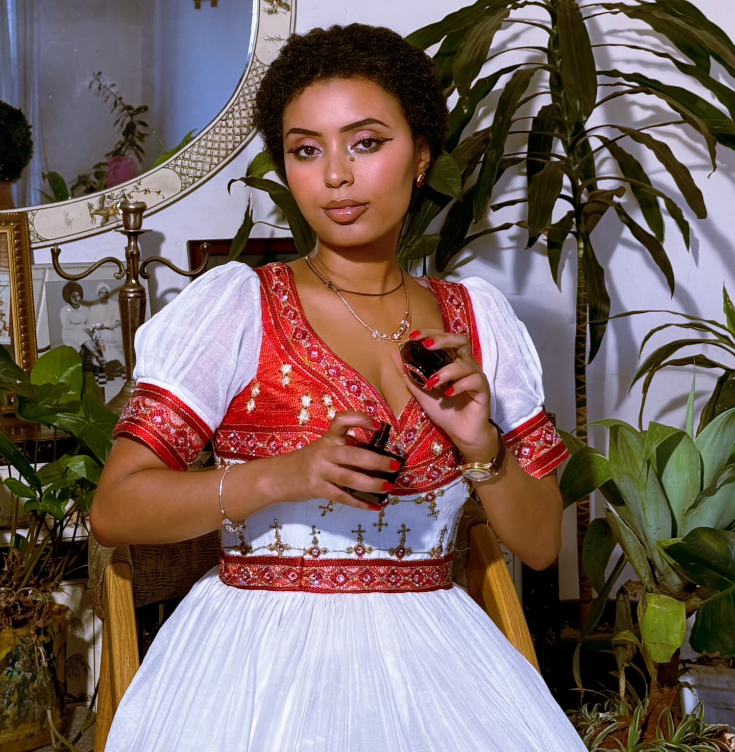 Radiant Habesha Dress Red Pattern Habesha Kemis Traditional Ethiopian Wedding Dress 225