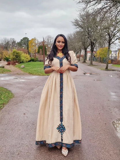 Handcrafted Habesha Dress Charming Habesha Kemis Traditional Ethiopian Dress with Cultural Tibeb 227