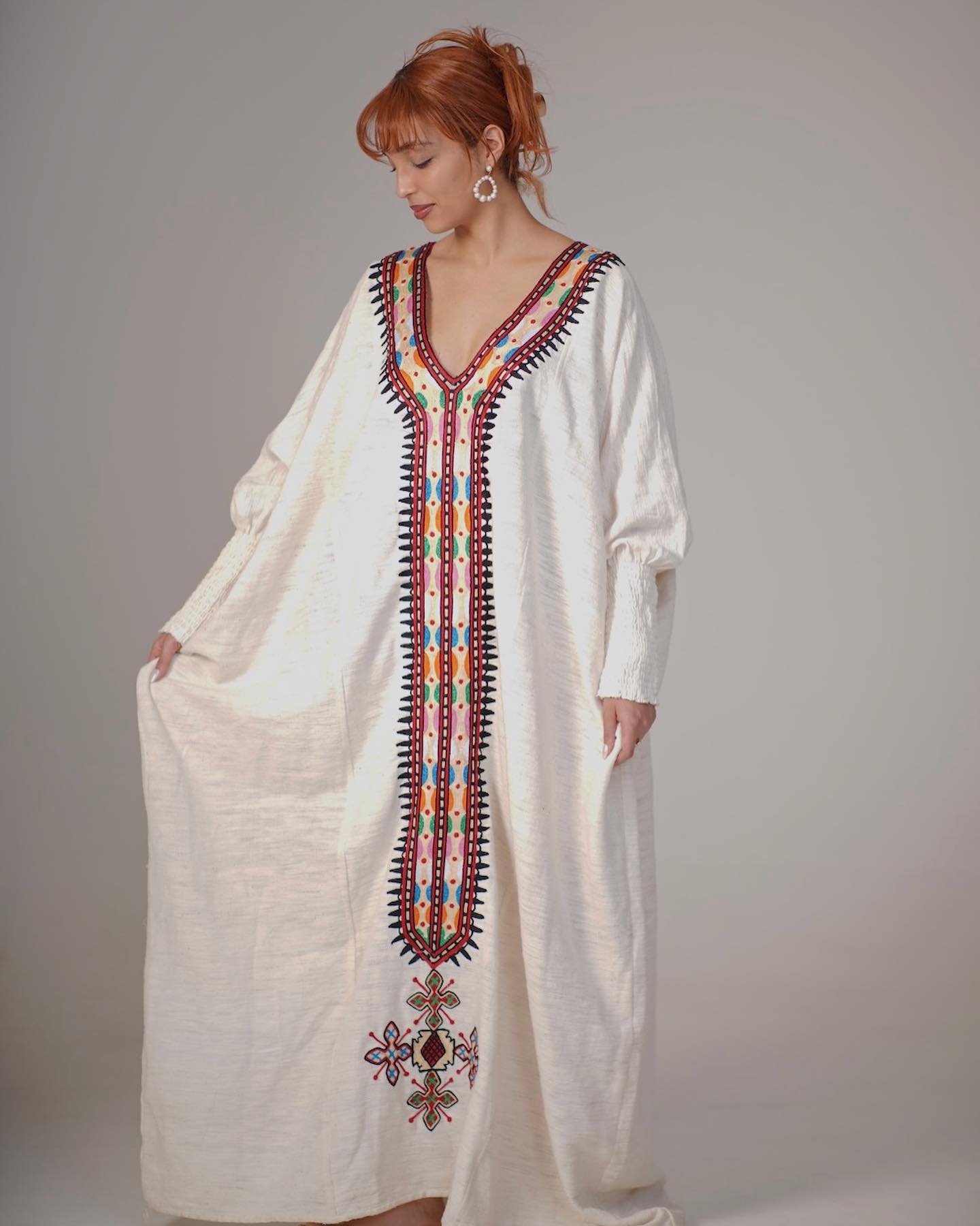 Elegant Habesha Dress with Traditional Ethiopian Tibeb Embroidery