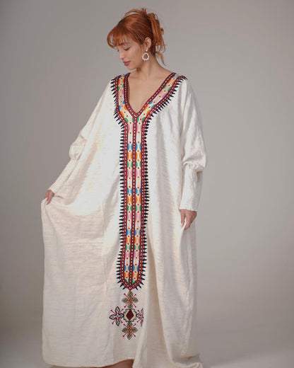 Elegant Habesha Dress with Traditional Ethiopian Tibeb Embroidery