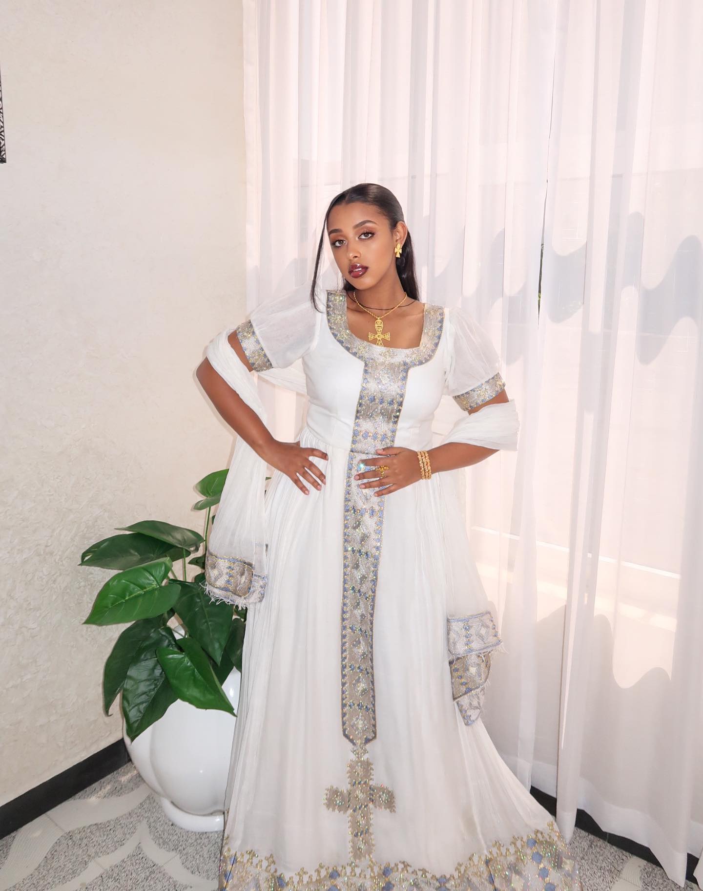 Classic Habesha Kemis Traditional Ethiopian Wedding Dress Handwoven Detail Habesha Dress 253