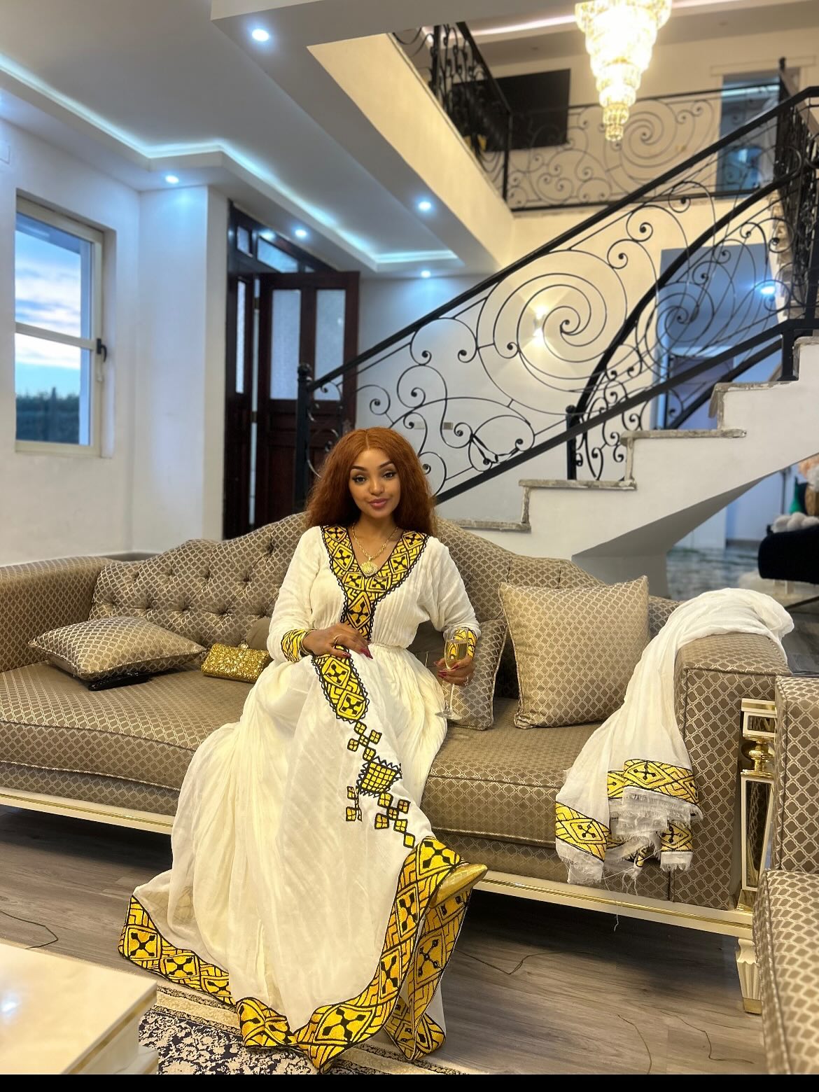 Habesha Dress – Stylish Yellow & Black Ethiopian Clothing