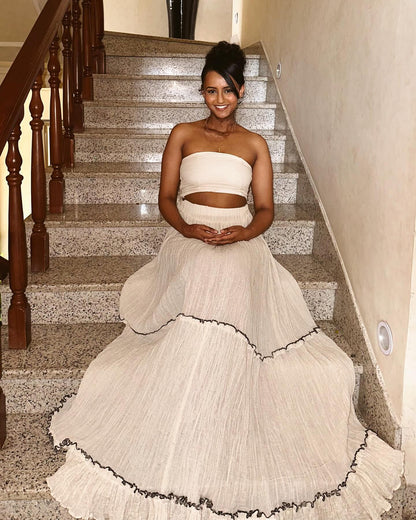 Strapless Ethiopian Clothing for Special Events Beautiful Habesha Dress Handwoven Habesha Kemis 256