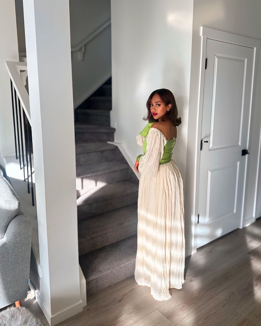 Authentic Habesha Kemis Green Bodice Ethiopian Clothing Habesha Dress Collection 260