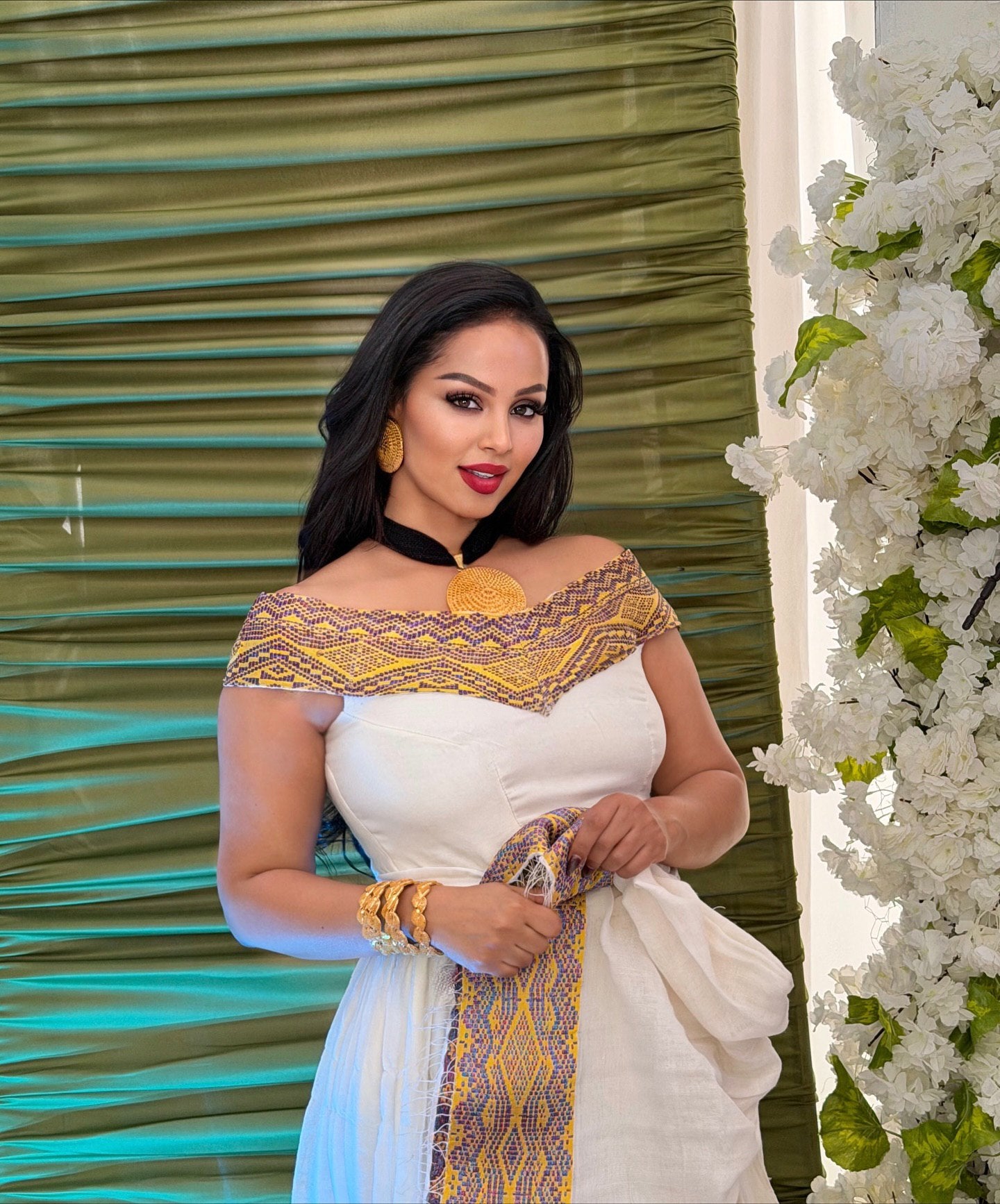 Authentic Habesha Dress Yellow And Purple Woven Habesha Kemis Traditional Ethiopian dress 263