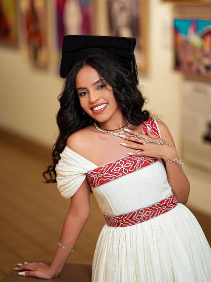 Red Accent Habesha Kemis Authentic Habesha Dress for Special Occasions Ethiopian Clothing 271