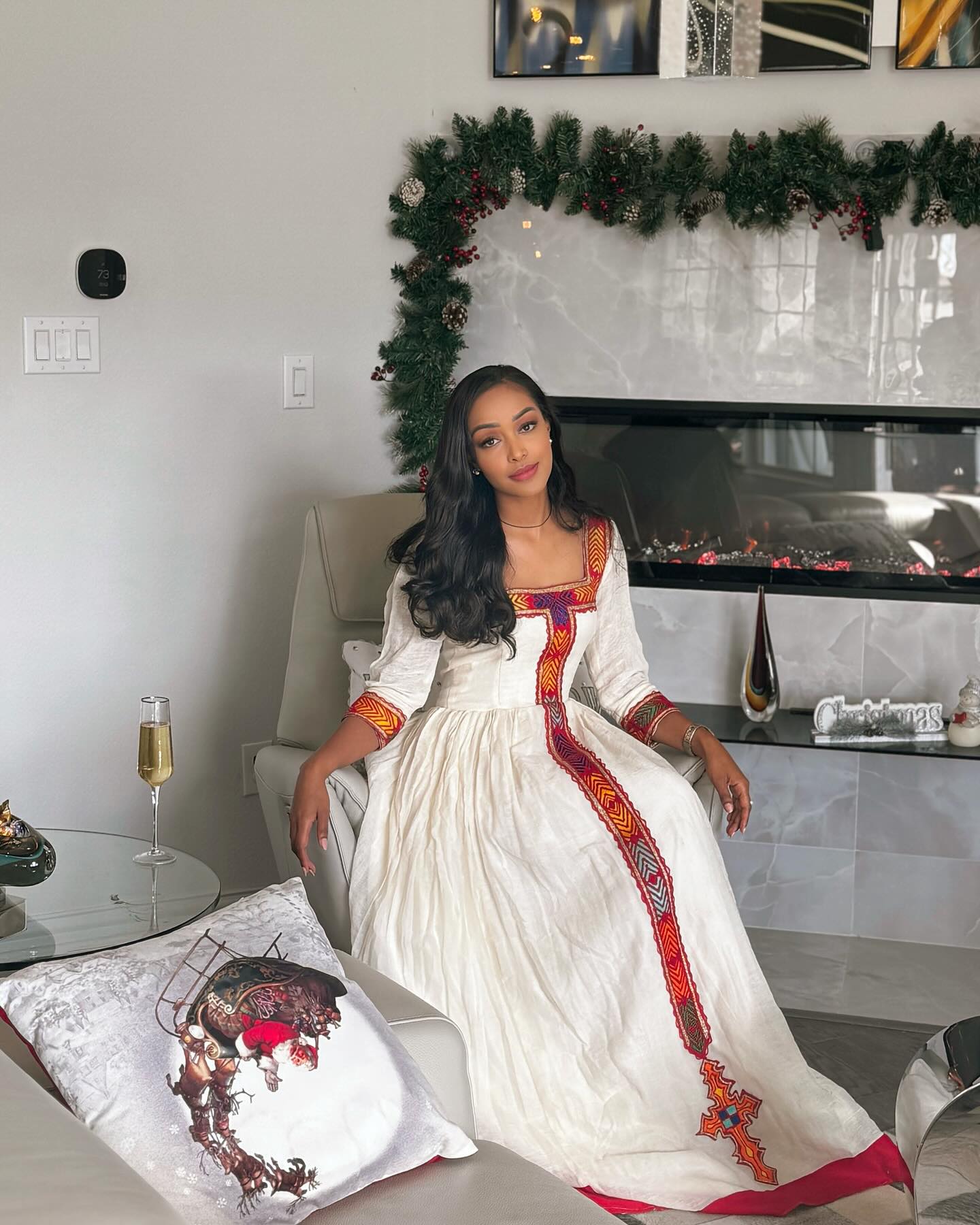 Handwoven Heritage Attire with Bold Ethiopian Embroidery