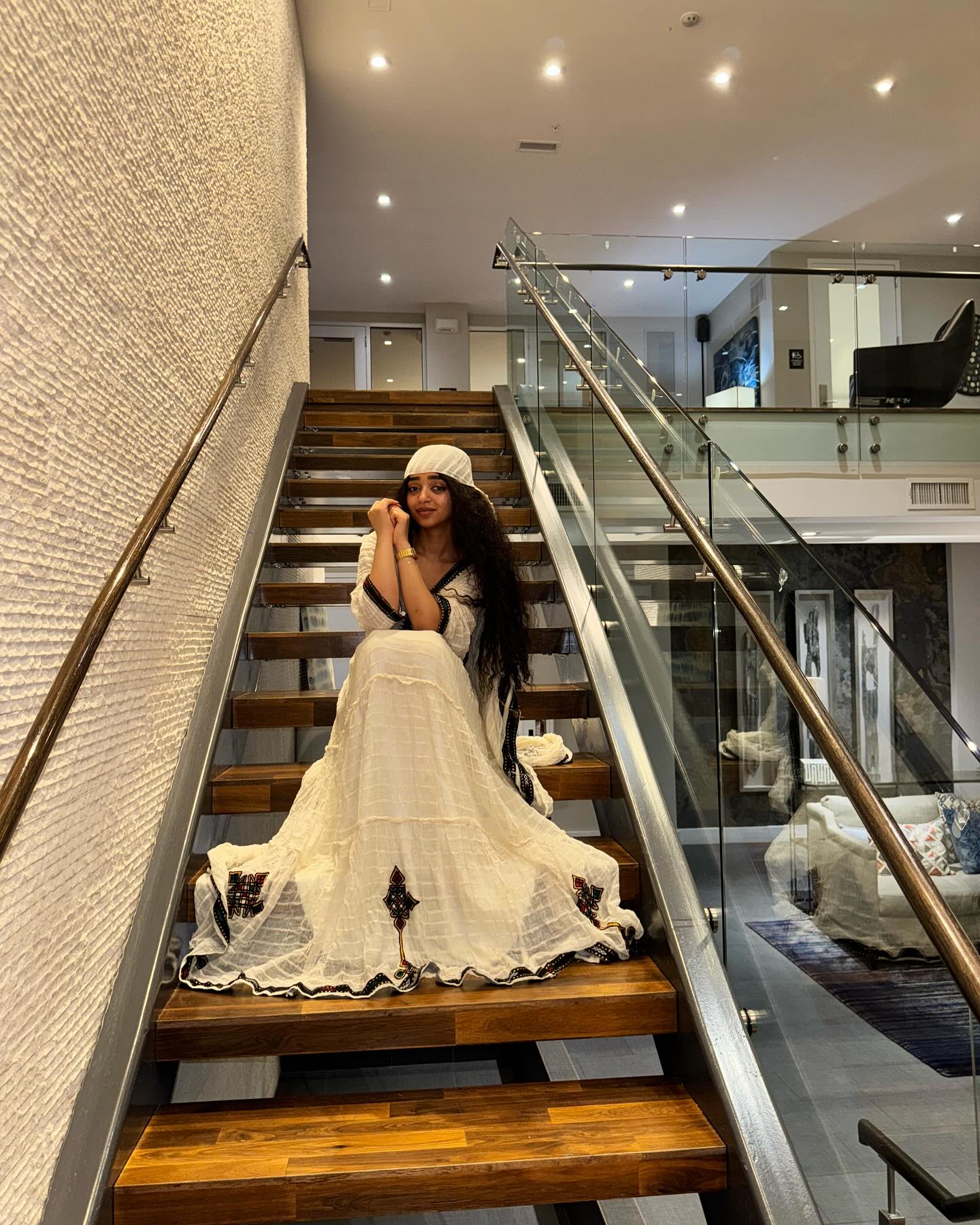 Authentic Eritrean & Ethiopian Clothing Handcrafted Habesha Dress Elegant Intricate Black Embroidery Habesha Kemis 274