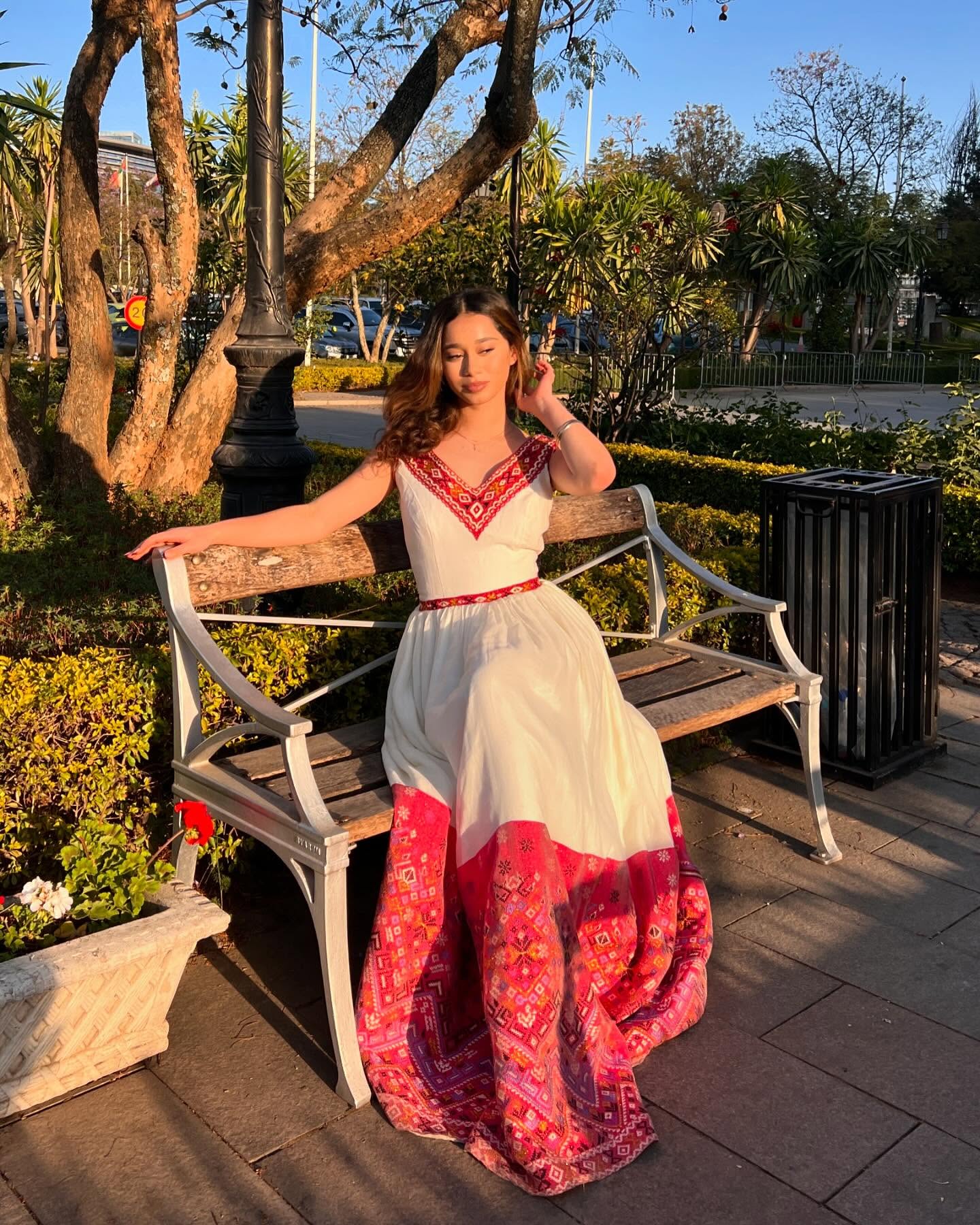 Elegant Habesha Dress with Intricate Traditional Weaving