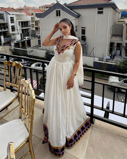 Ethiopian Dress Sleeveless Habesha Kemis Stylish Habesha Dress & Eritrean Dress 305