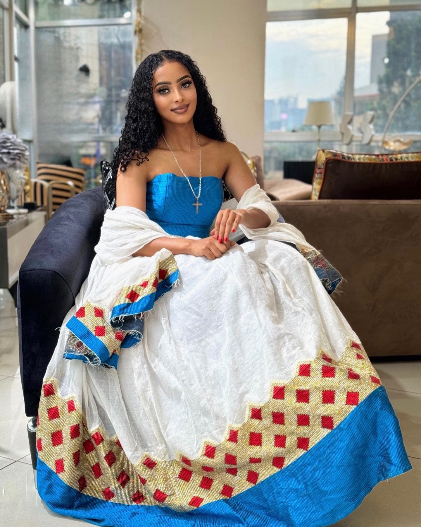 Refined Habesha Kemis Designed with Radiant Ethiopian Craftsmanship