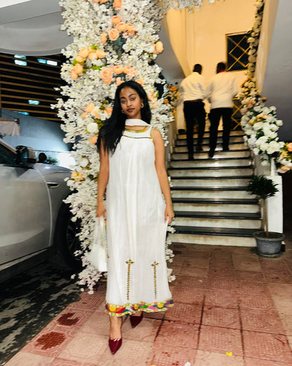 Simple Design Habesha Kemis Traditional Ethiopian Dress Cultural Habesha Dress For Festive 318