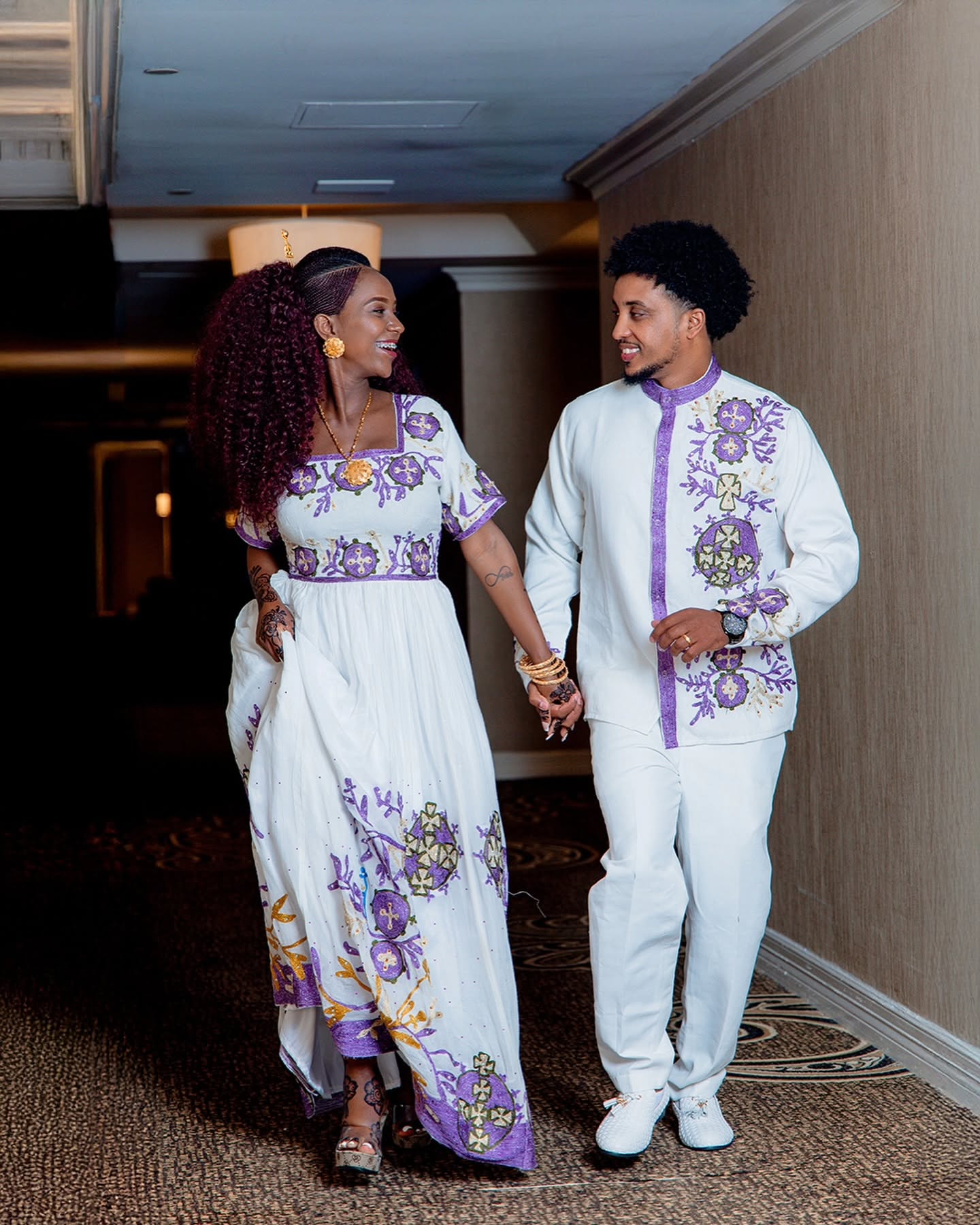 Matching Couple Habesha Kemis & Men’s Outfit Traditional Ethiopian Style
