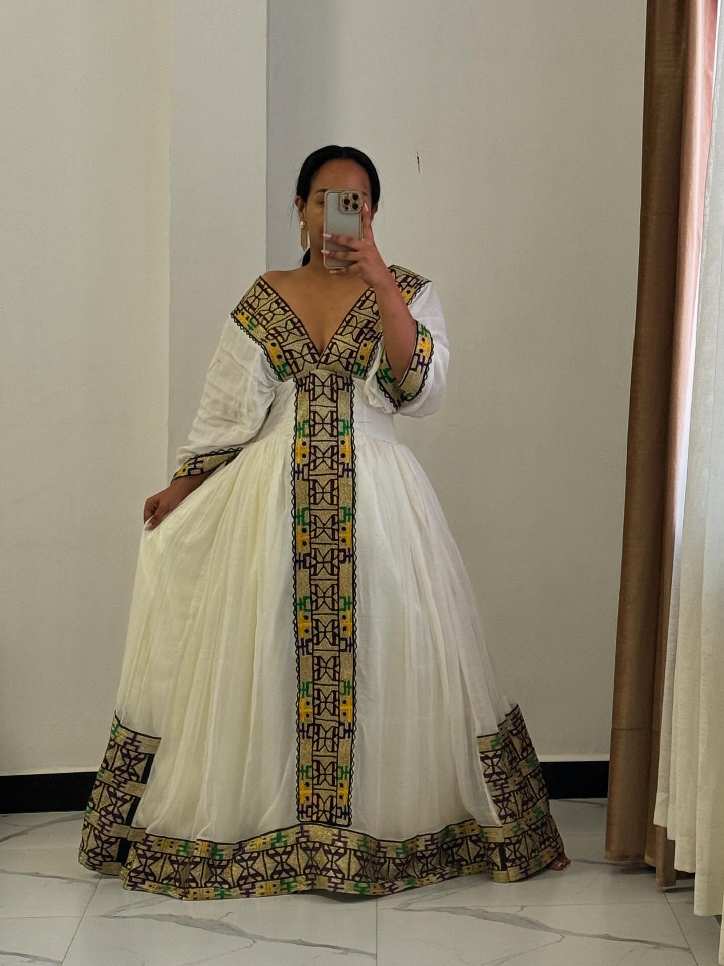 Habesha kemis refined craft  classic habesha dress shaped by Traditional Ethiopian clothing