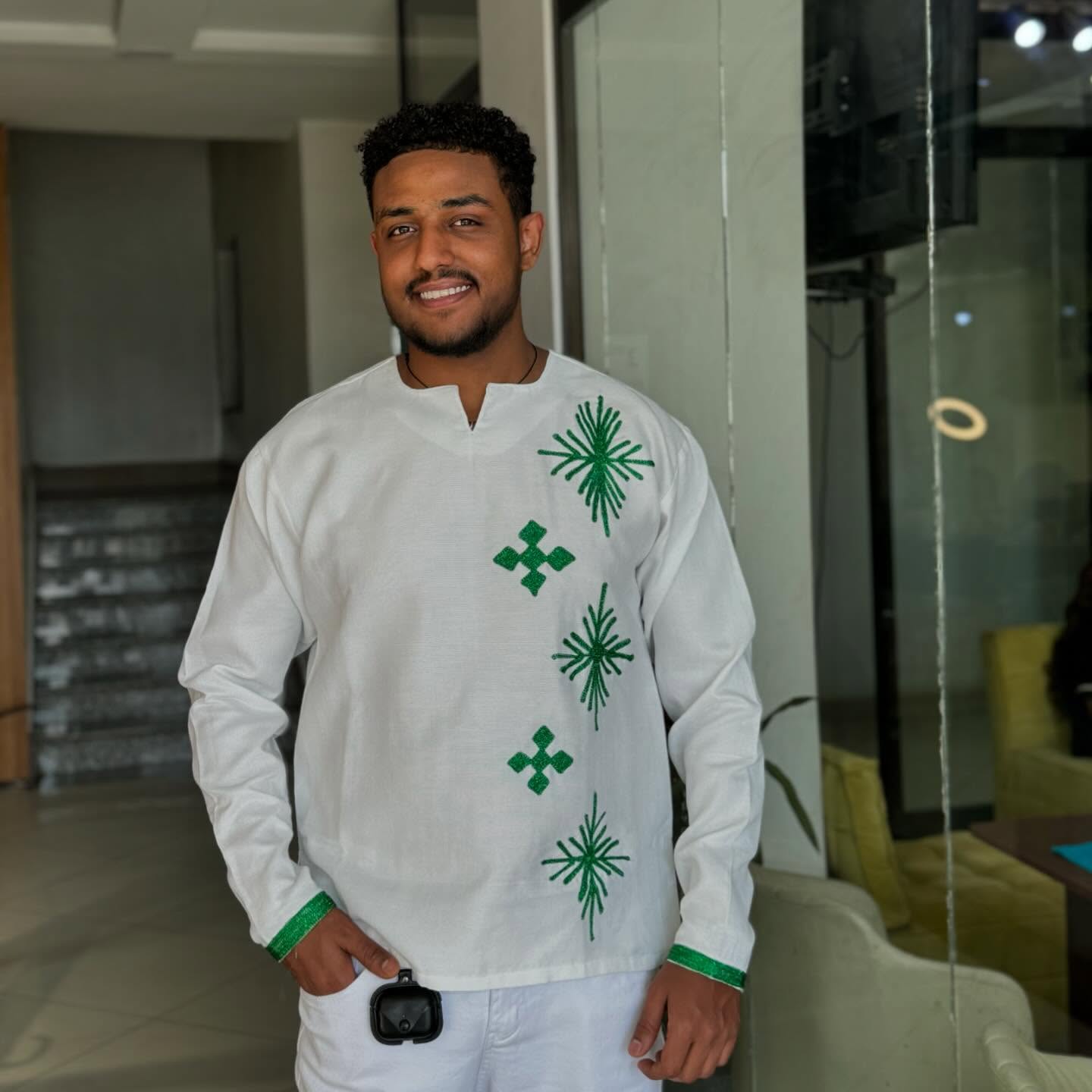 Handcrafted Men’s Habesha Shirt –Authentic Ethiopian Cultural Wear & Traditional Attire