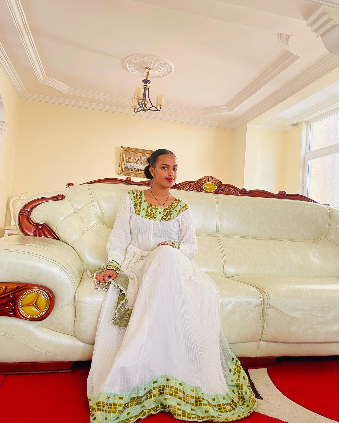 Traditional Ethiopian Clothing Design Green And Gold Woven Habesha Kemis Festive Habesha Dress 367