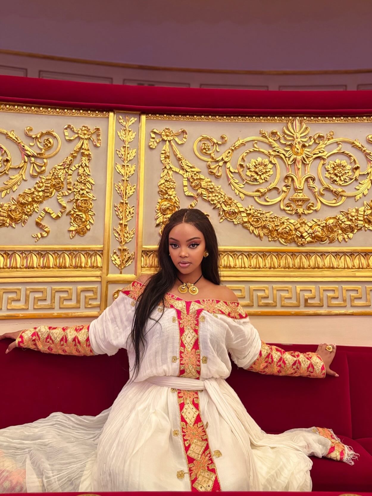 Red Woven Embroidery Habesha Dress Stylish Habesha Kemis Vibrant Eritrean Dress 368