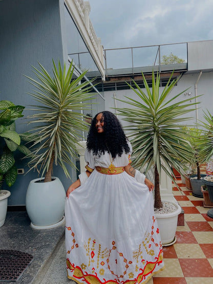 White Habesha Kemis Habesha Dress For Special Occasion Traditional Ethiopian Clothing 370