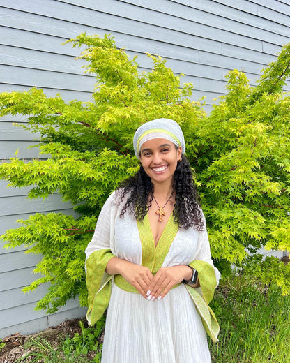 V-Neckline Habesha Dress Ethiopian Traditional Dress Graceful Habesha Kemis 372