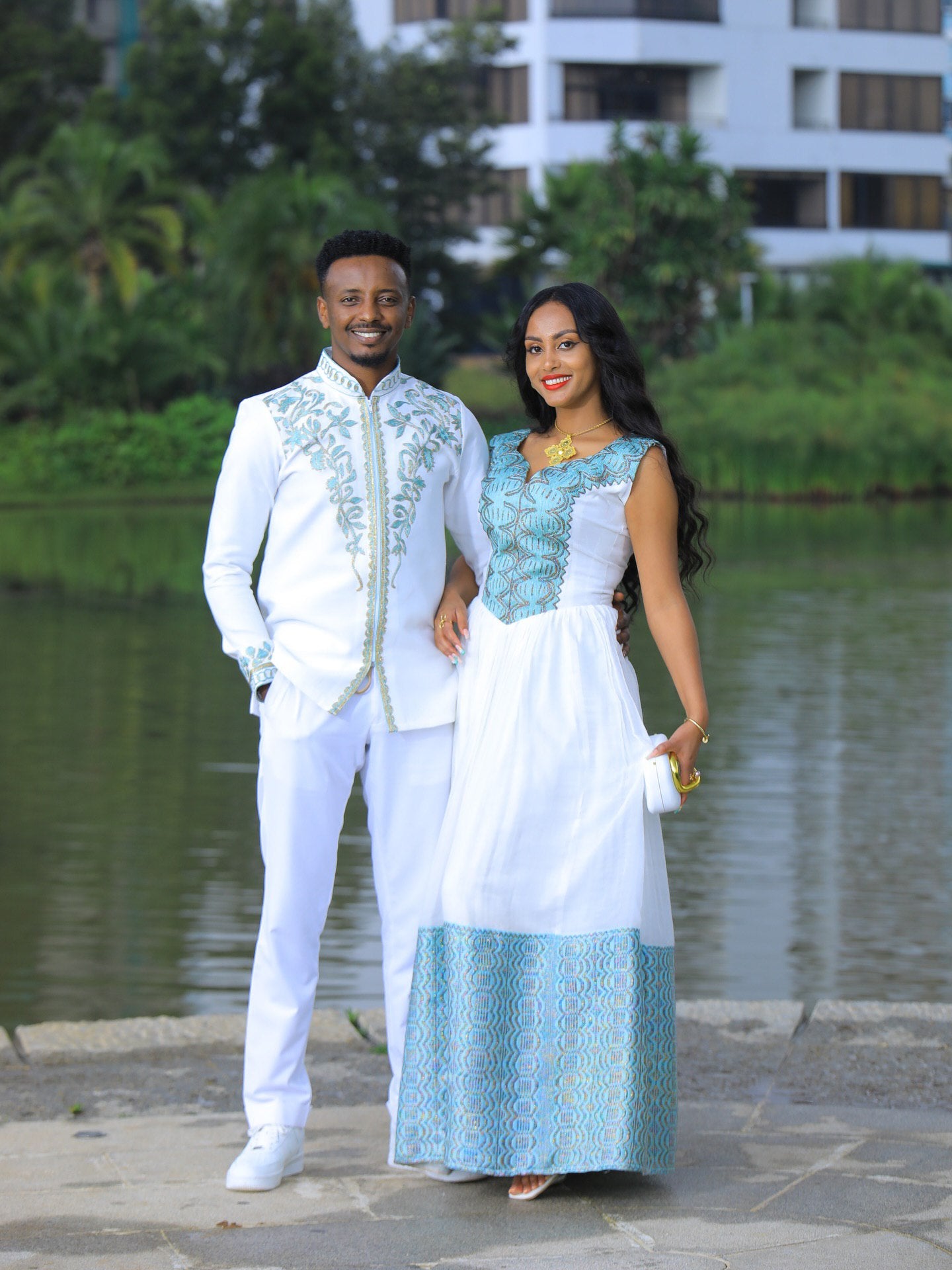 Matching Habesha Outfit Traditional Ethiopian Clothing Beautiful Couple Set 373