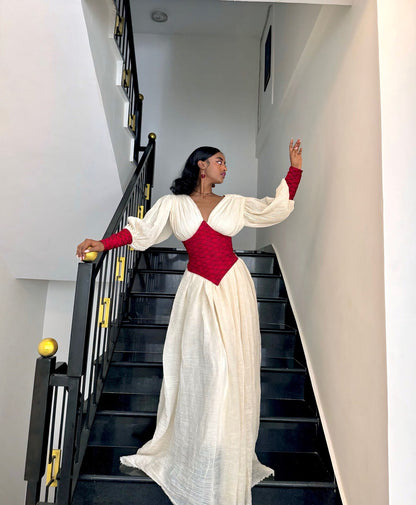 Habesha Dress Elegant Timeless Ethiopian V-Neckline Traditional Wear