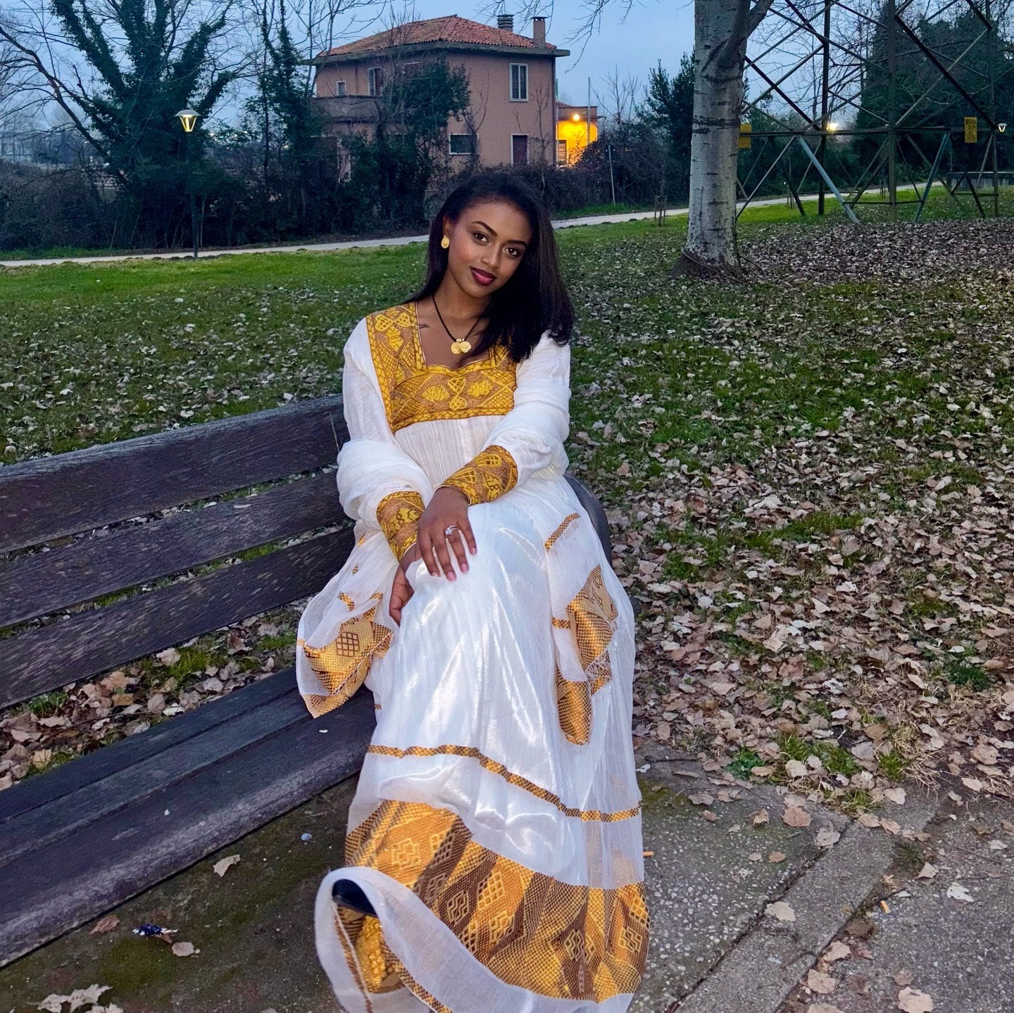 Handcrafted Habesha Kemis Golden Weaving Habesha Dress Rooted in Traditional Ethiopian Dress Style 415
