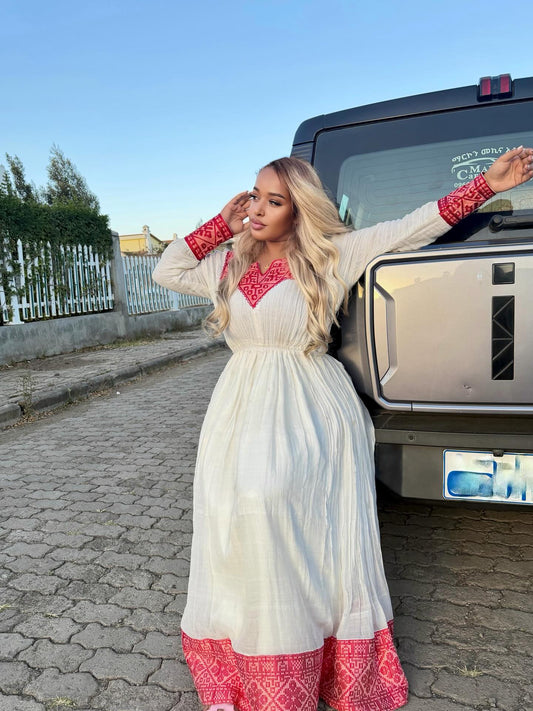 AUTHENTIC HABESHA DRESS IN TRADITIONAL ETHIOPIAN STYLE