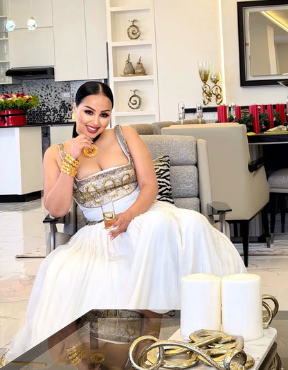 Sleeveless Ethiopian Wedding Dress Traditional Habesha Kemis Habesha dress For Wedding 443