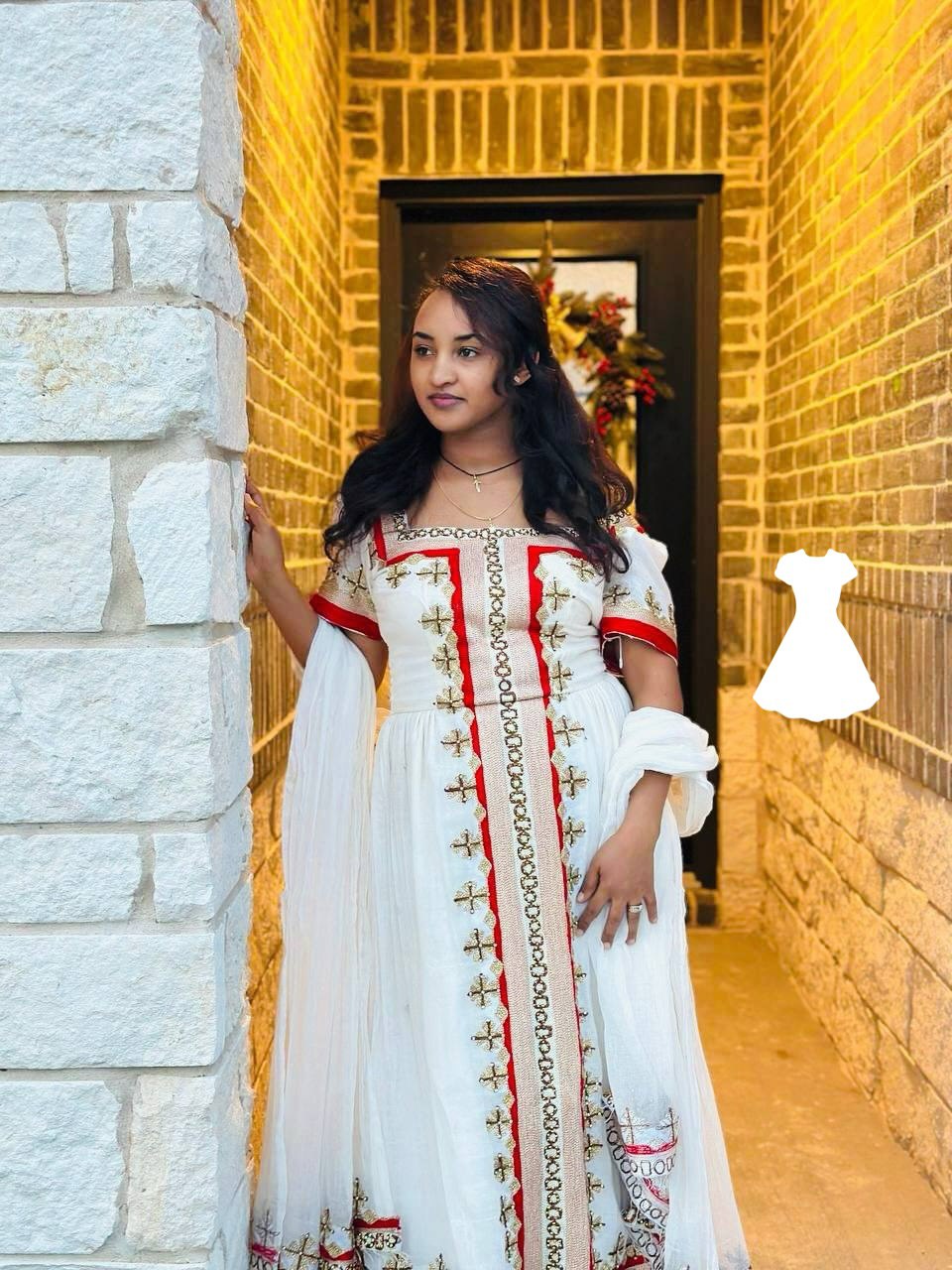 Gold and Red Embroidery Habesha Kemis Classic Habesha Dress Style Vibrant Ethiopian Dress 487