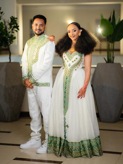 Ethiopian Couple Outfit Matching Habesha Traditional Style