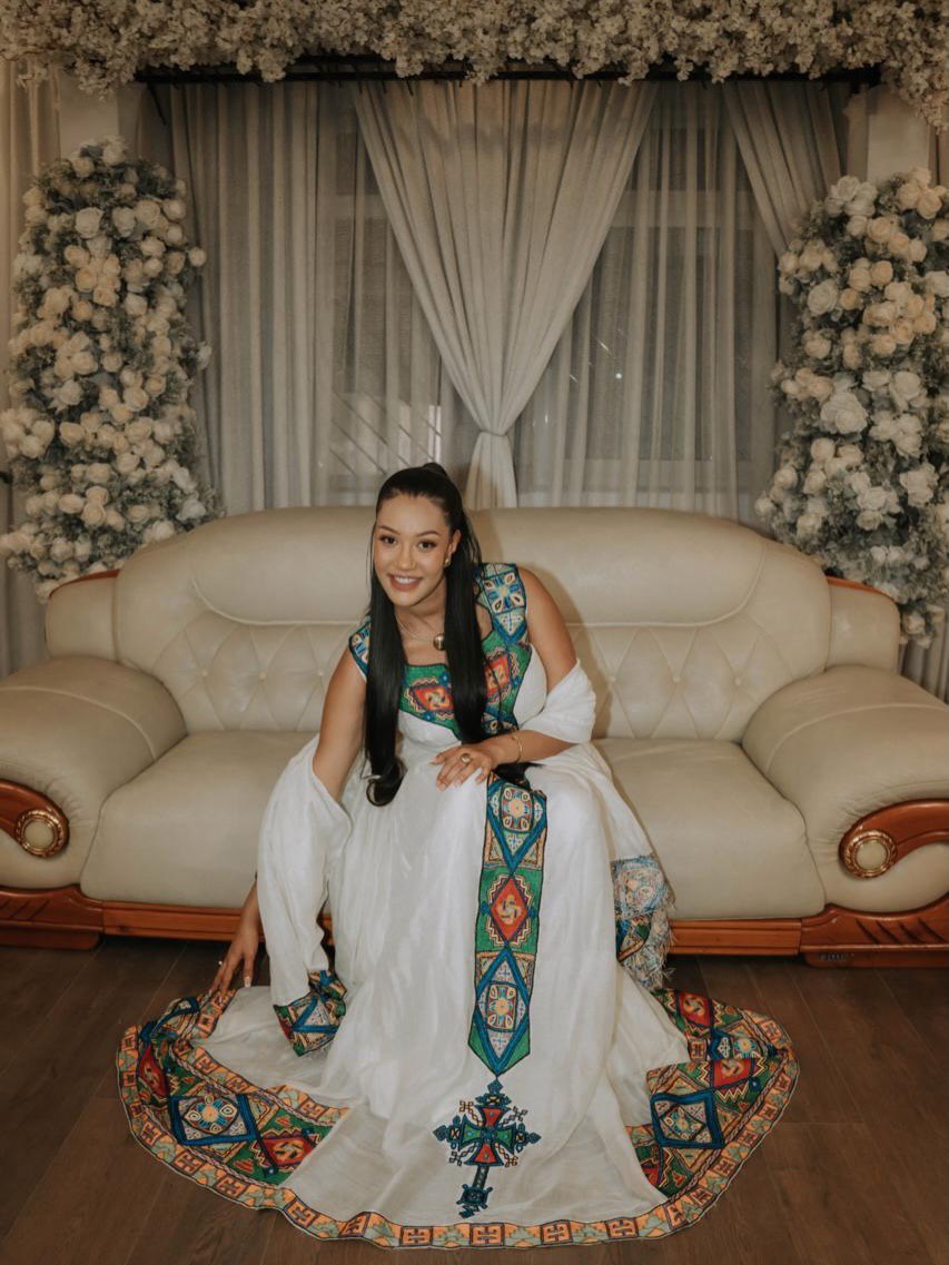 White Habesha Traditional Dress  Ethiopian Cultural Clothing