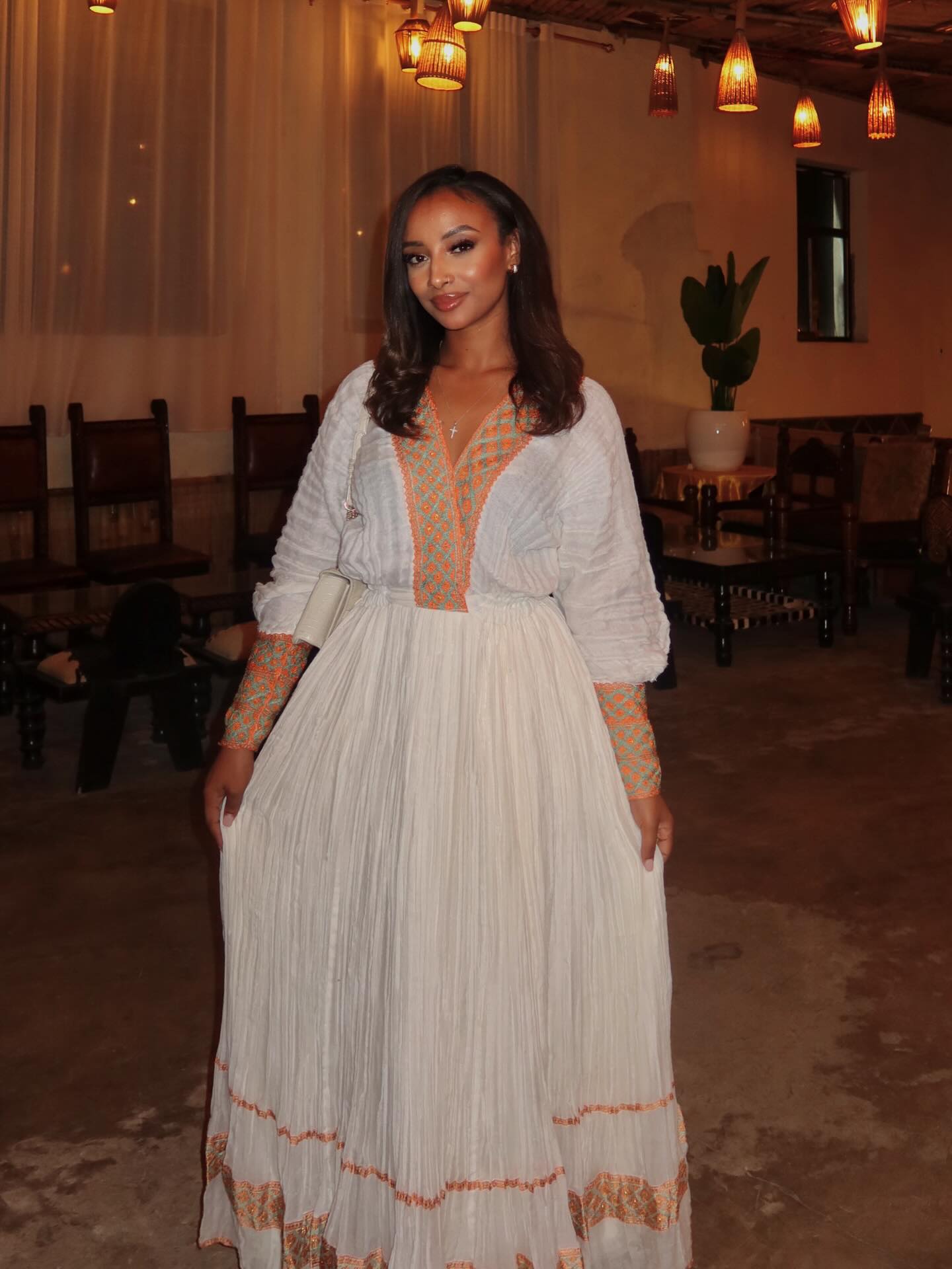 Long Sleeve Habesha Dress with Elegant Design Ethiopian Traditional Wear