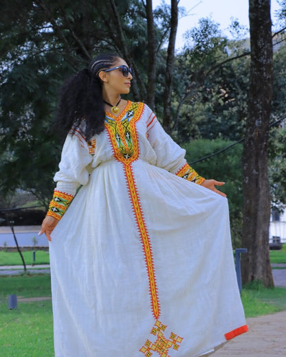 Long Sleeve Habesha Dress Multicolor Habesha Kemis Traditional Ethiopian Dress Style 515