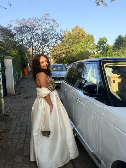 Habesha Kemis sans manches avec broderies traditionnelles Élégante robe Habesha Robe éthiopienne traditionnelle 542
