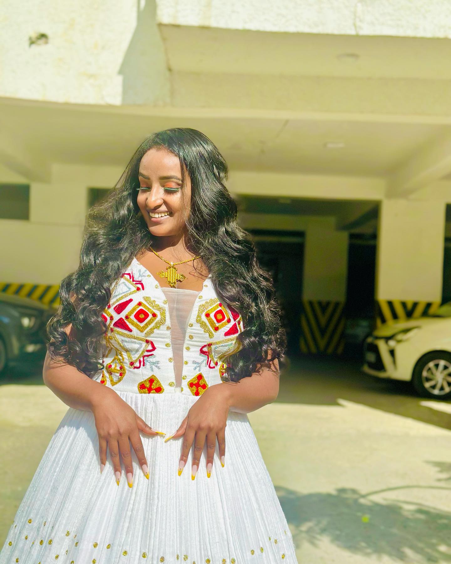 Sleeveless Habesha Kemis Red and Gold Cross Embroidery Habesha Dress Timeless Ethiopian Wedding Dress 551