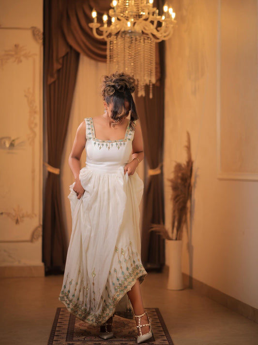 White Habesha Kemis Sleeveless | Traditional Ethiopian Clothing