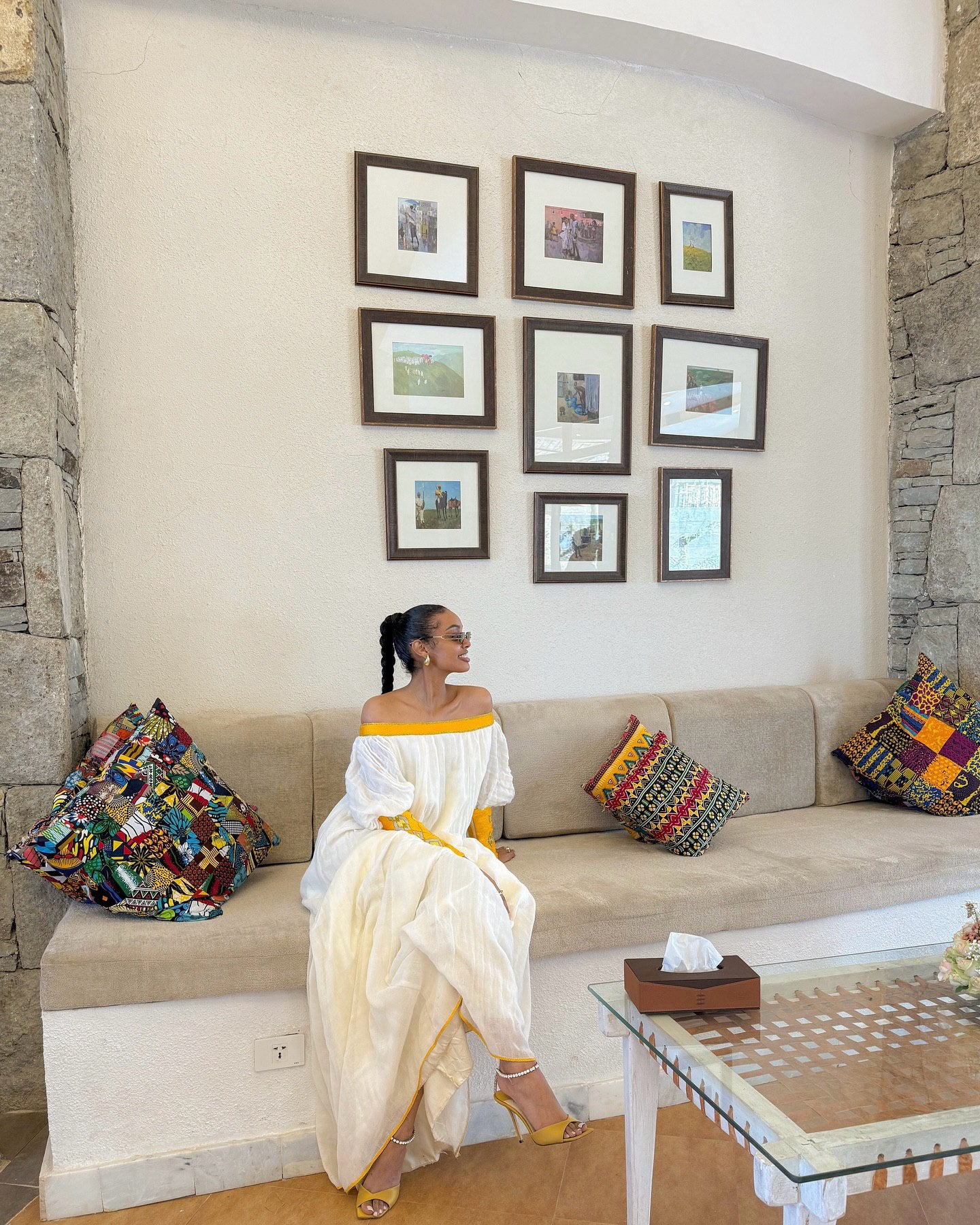 Simple Off-Shoulder Habesha Kemis | Elegant Ethiopian Dress