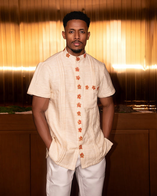 modern habesha dress for men Light Color Habesha Men's Outfit Modern Habesha Shirt With Pants Simple Habesha Shirt Style L