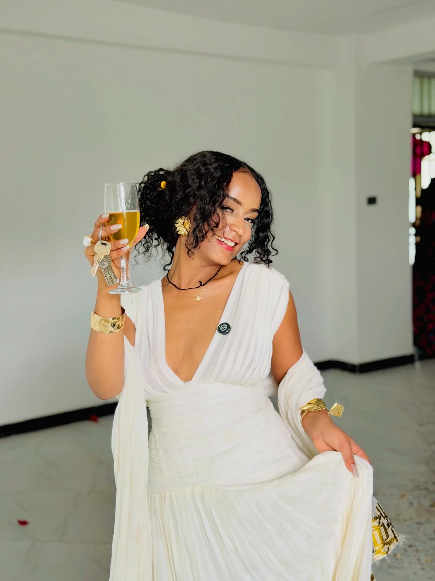 Handwoven Habesha Dress Sleeveless Habesha Kemis V-Neck Ethiopian Dress For Festive 618