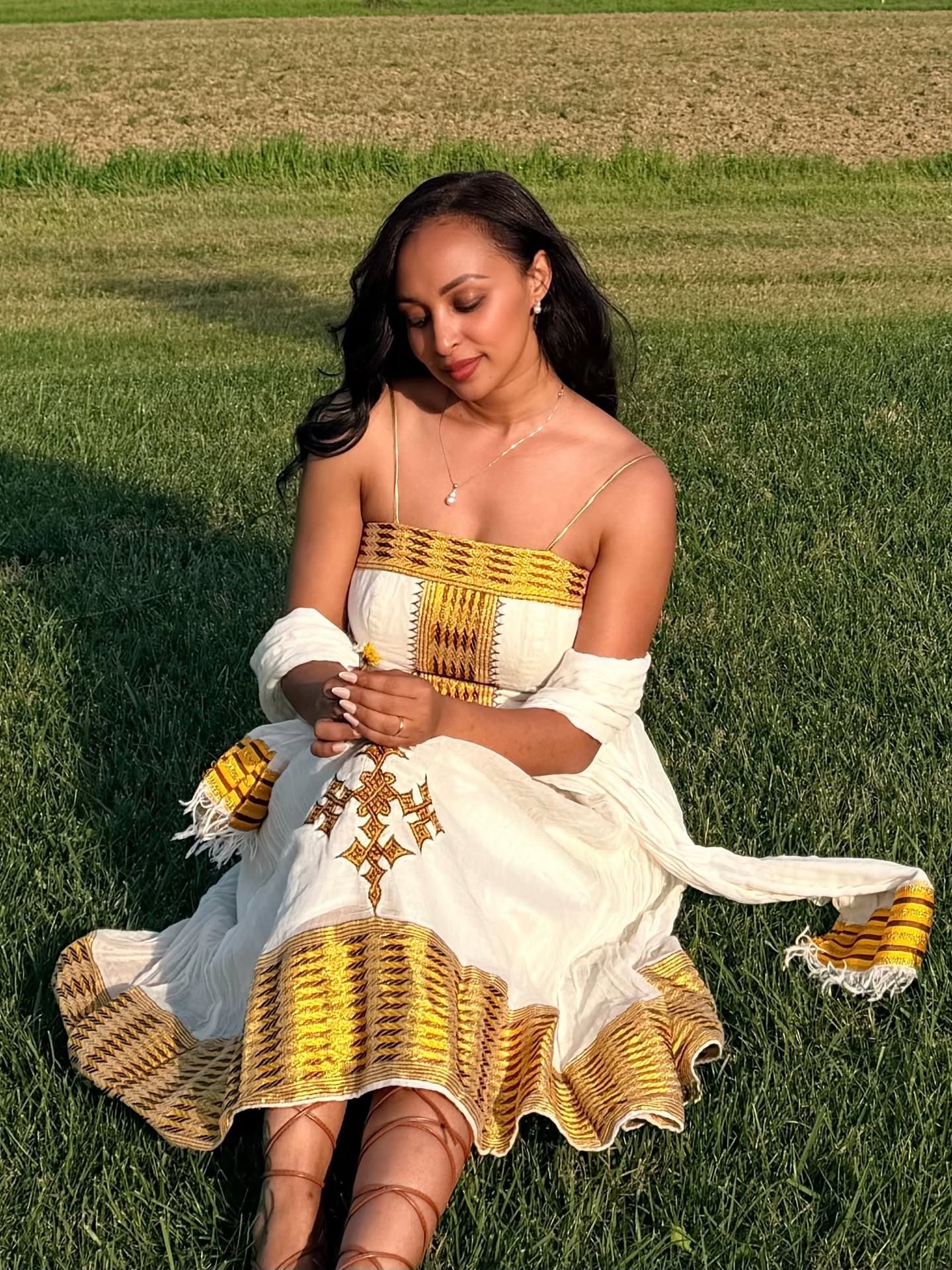 Sleeveless Habesha Kemis Golden Woven Design Habesha Dress Stylish Ethiopian Traditional Clothing 669