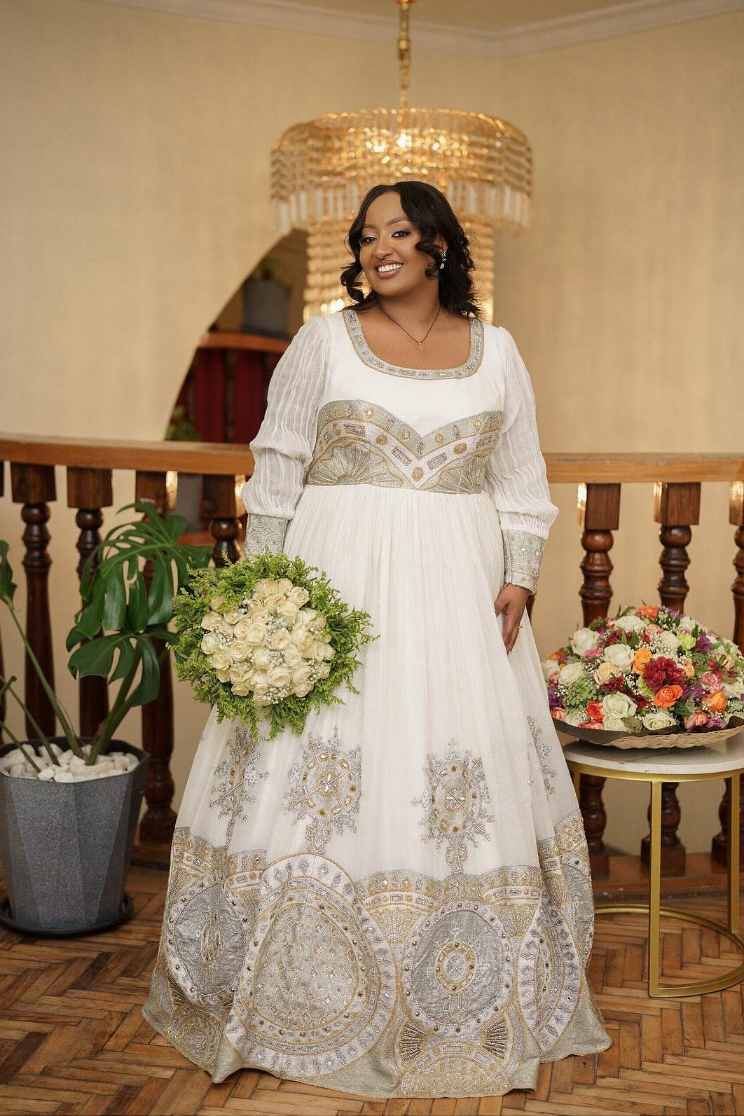 Long Sleeve Ethiopian Wedding Dress Traditional Ethiopian Wedding Dress