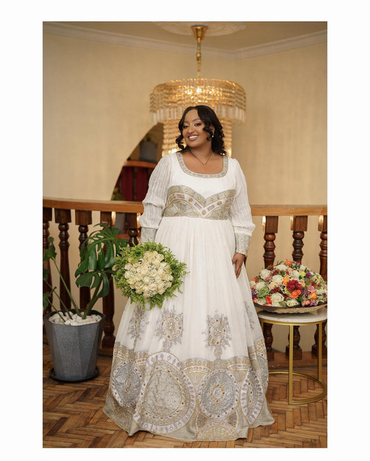 Long Sleeve Ethiopian Wedding Dress Traditional Ethiopian Wedding Dress