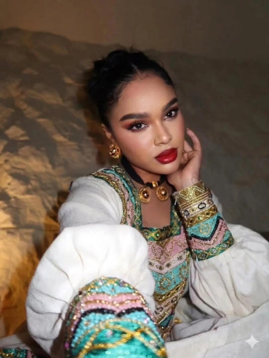 Long Sleeve Habesha Kemis Timeless Habesha Dress Multicolor Embroidery Ethiopian Dress 678